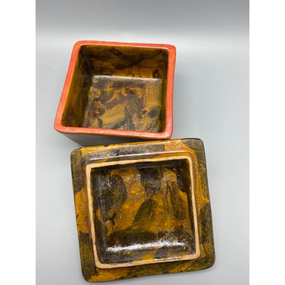 Bagni Orange Sea Garden Box Metal Pull,Bagni For Raymor,Ceramic Trinket Box MCM - Picture 4 of 10